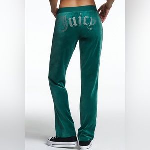 Emerald Green Juicy Couture Women’s OG Bling Velour Track Pants
